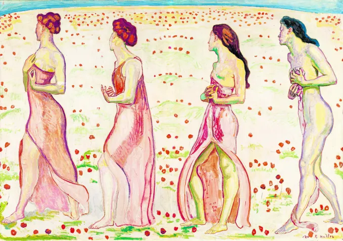Ferdinand Hodler, L’Émotion, 1909-1911, huile sur toile, 120 x 172 cm, signé et daté en bas à droite : 1890. F. Hodler. », collection privée.