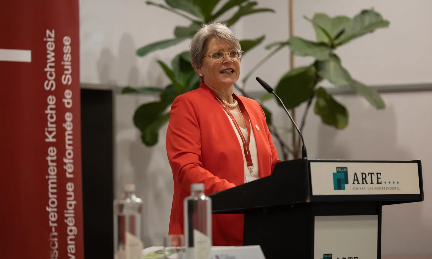 Rita Famos à Olten, pour le synode d'été de l'EERS. ©EERS