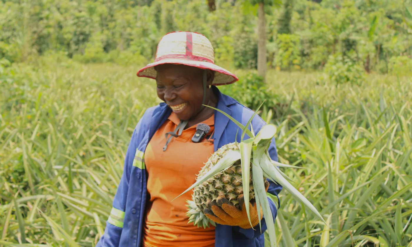 Pauline Magnekoustedon, productrice d'ananas, TerrEspoir Cameroun, mars 2026 cr. DM